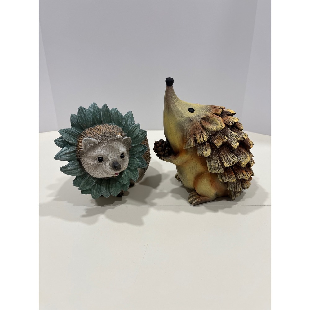 Autumn Essence Hedgehog Tabletop Decor Set Sunflower Pinecone Resin Figurines